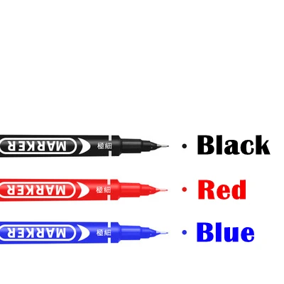 6 Pcs/Set Twin Tip Permanent Marker Pen Fine Point Waterproof Ink Thin Nib Crude Nib 0.5mm-1mm Fine Color