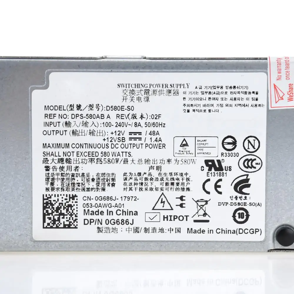 Для DELL T410 сервера Питание F5XMD H371J G686J 580W A580E S0 D580E 580W|Блоки питания для компьютеров| |
