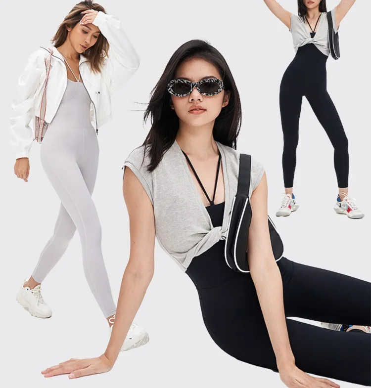 Double Straps Seamless Yoga Tracksuits Sports High Stretchy Rompers Padded Nude-Feel Dancing Jumpsuits Gym Running Nylon Bodysui 6