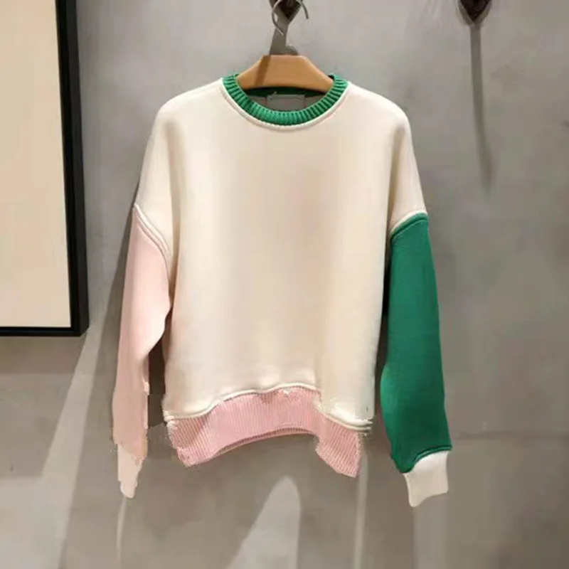 安いセール時期 女性用スウェットシャツ パーカー パッチワーク カジュアル ルーズフィット セーター 婦人服 ファッション21 販売通販売 Www Carnavalkids Com