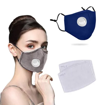 

2PCS Respirator Face Mask+2PCS Activated Carbon Filters Washable Face Cover Windbreak Mask Mascarilla Women Men Unisex masque