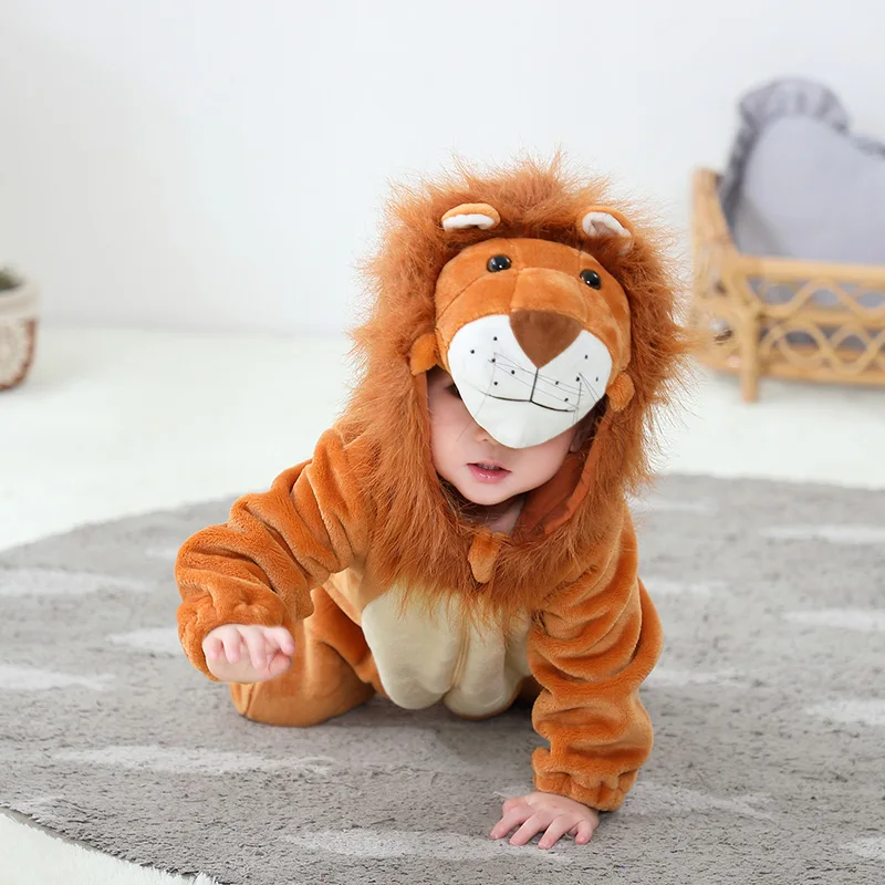 Umorden Animal King Lion Kigurumi Costume neonati neonato pigiama invernale  tuta tutina flanella compleanno Fancy Dress - AliExpress