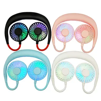 

Hands-free Neck Fan Hands-Free Hanging USB Rechargeable Dual Fan Mini Air Cooler Summer Portable 2000mA Air Cooler
