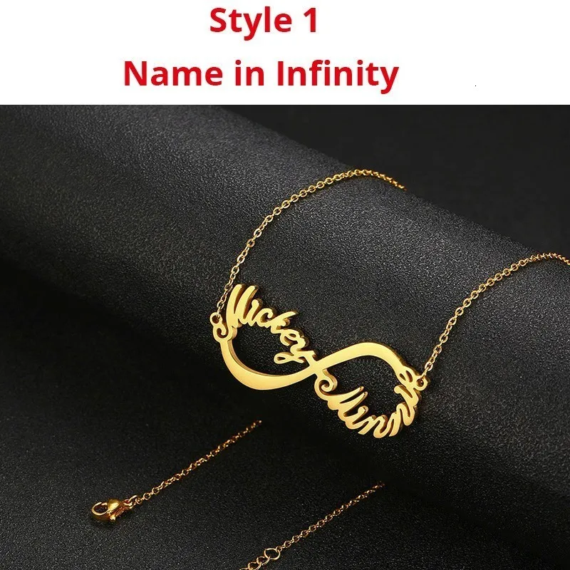 Vnox персонализированные имя ожерелья однотонные Нержавеющая сталь колье-чокер для Для женщин Мода кулон Специальные уникальный подарок - Окраска металла: Style 1