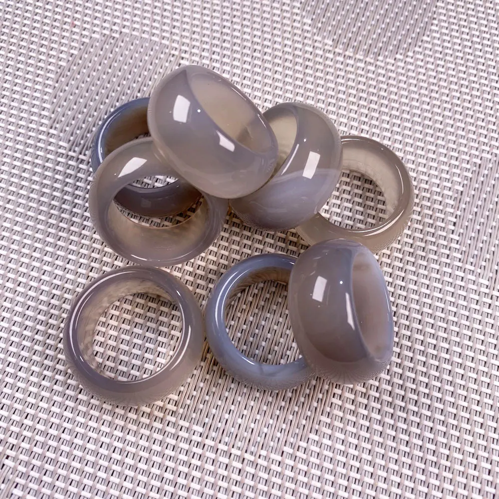 Natural stone rings jewelry a diversity of stones two kinds of models Unisex Circle Natural Stone Finger Rings charms 12mm width finger ring