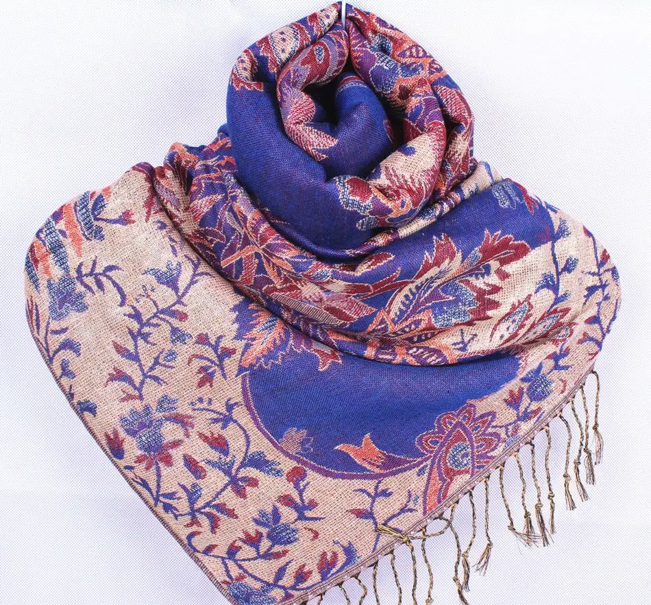 jewelblue 180*70cmLady Echarpes Foulards женский шарф, Женский двухсторонний большой длинный шарф из пашмины с кисточками, шаль, Mujer Bufanda - Цвет: jewelblue