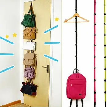

Adjustable 8 Hooks Over Door Strap Rack Organizer Hat Bag Coat Clothes Rack Organizer Storage Holders Hanger Cabinet Cupboard