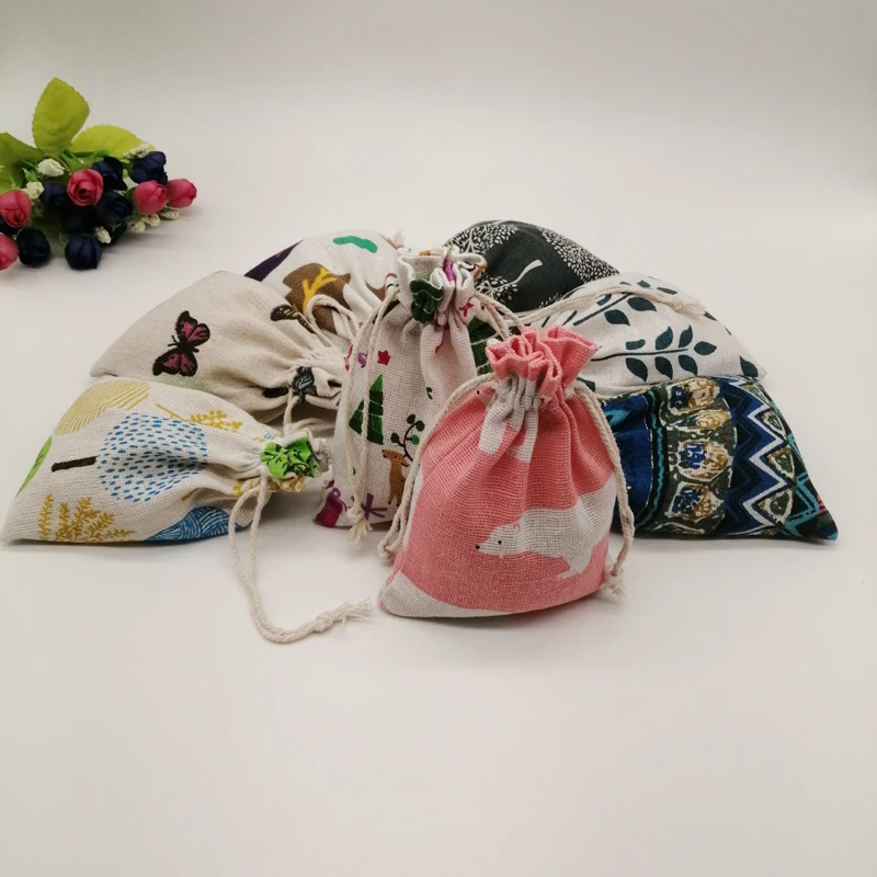 500pcs Pattern Style Jewelry Bags Pouch Drawstring Jute Bag Sack Cotton