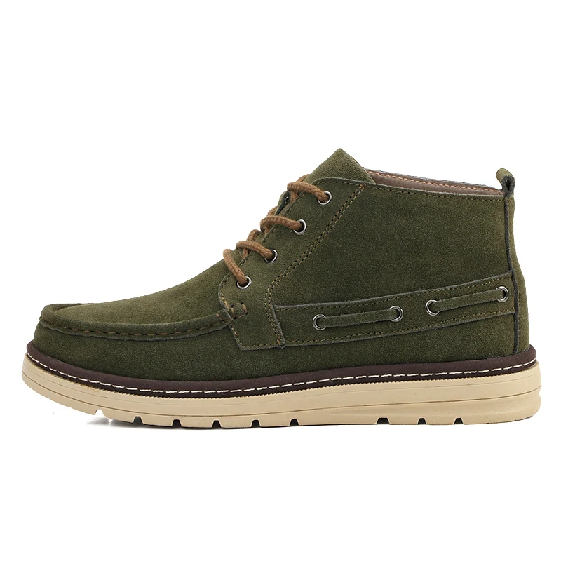 Army Green Мужские кожаные ботинки; Ботинки martin для мужчин; Винтажные ботинки из телячьей кожи; ковбойские ботинки; сезон осень-зима; повседневные ботинки; большие размеры 38-45 - Цвет: Army Green