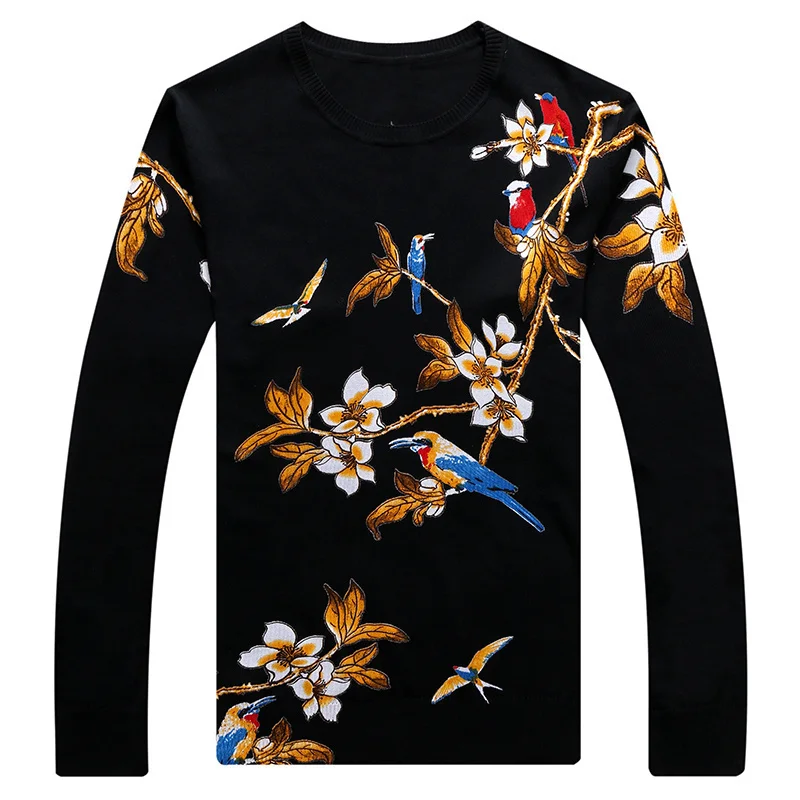 Mode Trui Erkek Kazak Gold Sueter Hombre Slim Fit Pull Homme Heren Bloemen Gedrukt Trui Heren Chompas Hombre