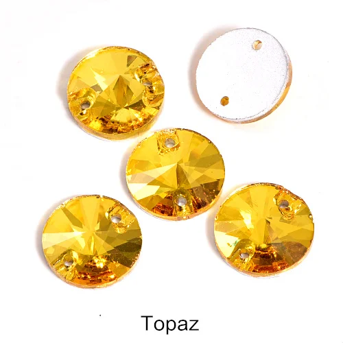 Topaz 29 цветов, 6 размеров, круглые стразы для шитье Риволи, Стразы для шитья, круглые стразы для одежды Y2818 - Цвет: Topaz