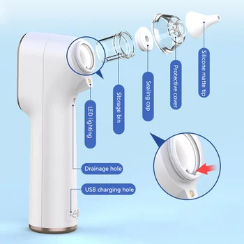 

SHUJIN Washable Infant Nasal Aspirator Waterproof LED Illumination Electric Newborn Silicone Soft Head Nose Cleaner Products