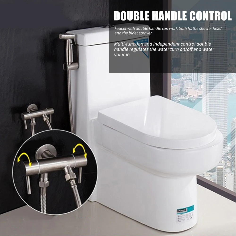Double Handle Bathroom Faucet Hose Adapter Sink Faucets Wall