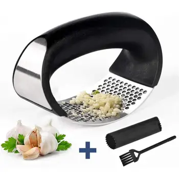 

3Pcs/Set Stainless Steel Manual Garlic Press Crusher Peeler Brush Multifunctional Kitchen Supplies Garlic Press& Peeler& Brush
