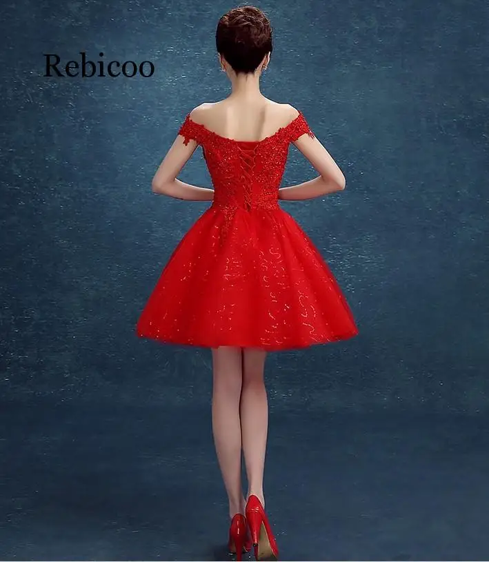 Красные вечерние платья A-line robe de soiree Короткие Платья vestidos de festa