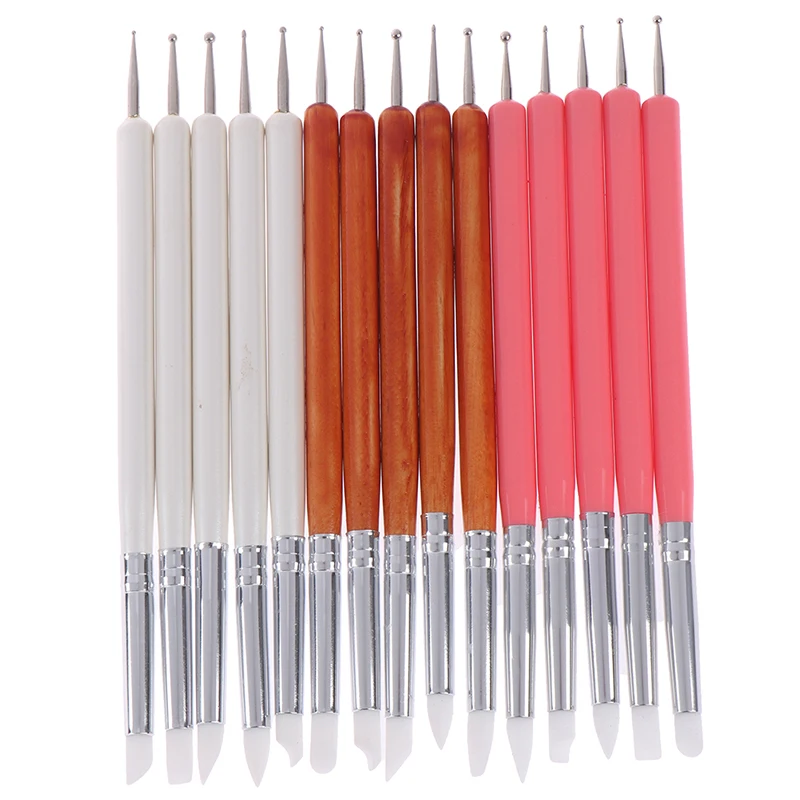 

5pcs/Set Soft Pottery Clay Tool Silicone + Stainless steel Two Head Sculpting Polymer Modelling Shaper Art Tools