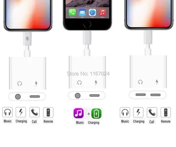 

For iphone 8 pin to 3.5mm Dual Aux Jack Headphone Earphones Audio Splitter Adapter Charging Music For iphone 12 11max X Xs Max