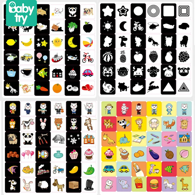 

4 Sets Baby Book Black White Cards Toys for Kids Gifts 0-36 Months Table Card Game Montessori for Toddler Early Learning