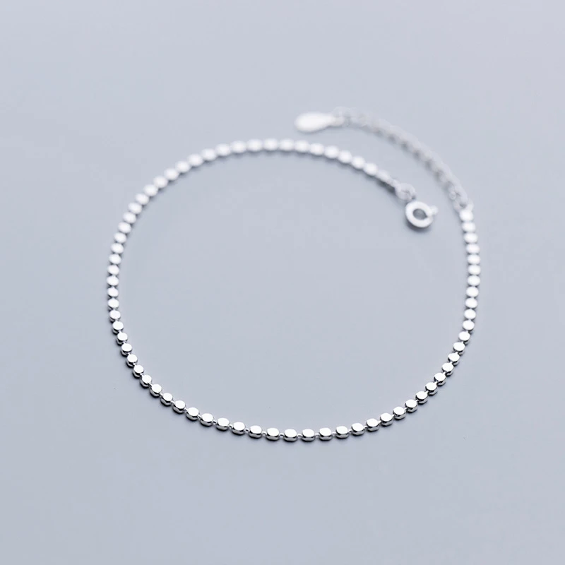 925 Sterling Silver Jewelry Round Coin Anklet Bracelet 2mm anklet bracelets silver anklets silver bead bracelet ankle chain