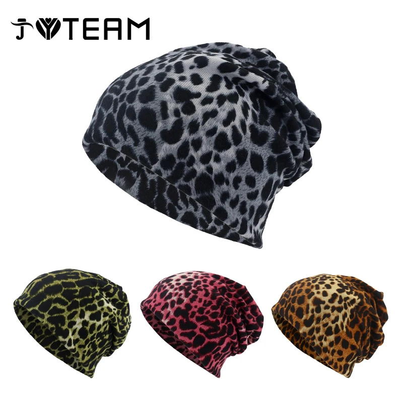 skully hat men's 2022 Fashion Women's hat Leopard hat Female Beanies Skullies Casual Polyester Leopard Scarf Cap Two Used Autumn Winter hats mens skully beanie