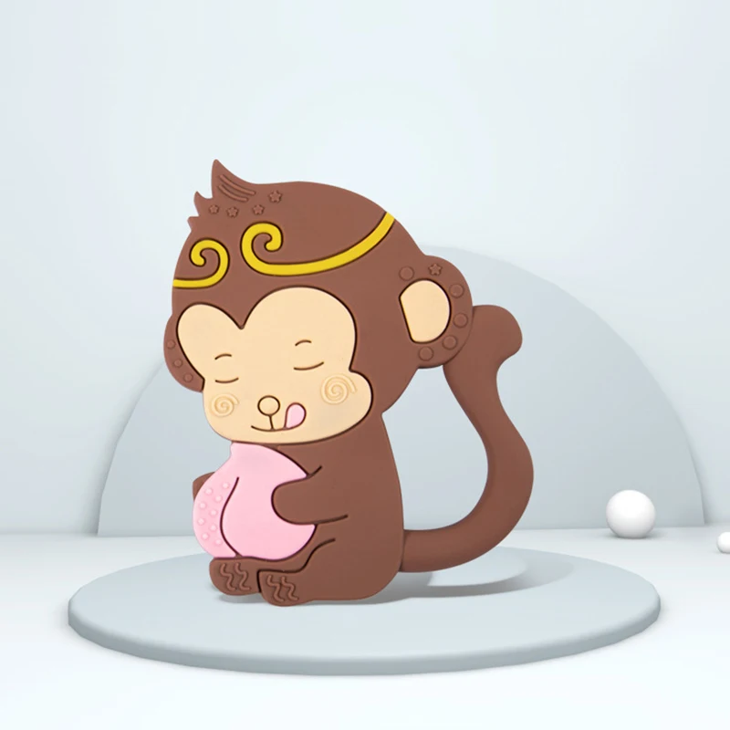 Детский Прорезыватель для зубов, силиконовая игрушка в виде обезьяны, игрушка для прорезывания зубов, мягкий мультяшный подарок, FJ88