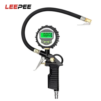 

LEEPEE Digital LCD Display Inflation Monitoring Manometer Car JP Tire Air Pressure Inflator Gauge LED Backlight Vehicle Tester
