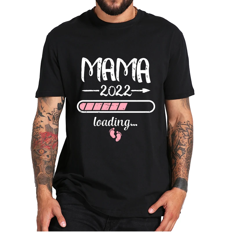 

Mama 2022 Loading T-Shirt Baby Footprint Pregnant 2022 New Year Family Casual Tee Shirt Gift For Women Wife