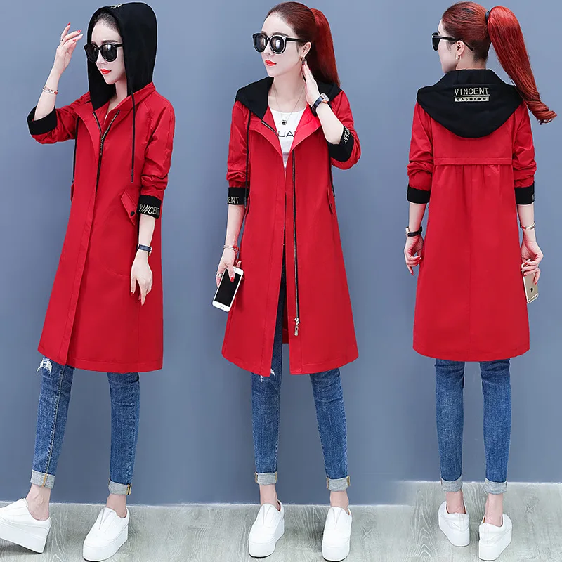 

Trench Coat Women's Mid-length 2019 Autumn New Style Loose-Fit Korean-style Elegant Overcoat Early Autumn Thin waitmore Coat