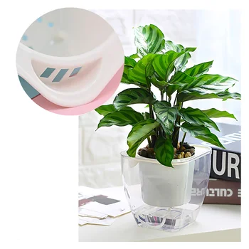 

Planter Container Decoration Flowerpot Desktop Self Watering Square Transparent DIY Portable Home ABS Garden Double Layers