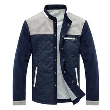 Aliexpress - men clothing 2021 Autumn stand collar color matching fashion men’s casual jacket men’s jacket cardigan stitching plaid corduroy