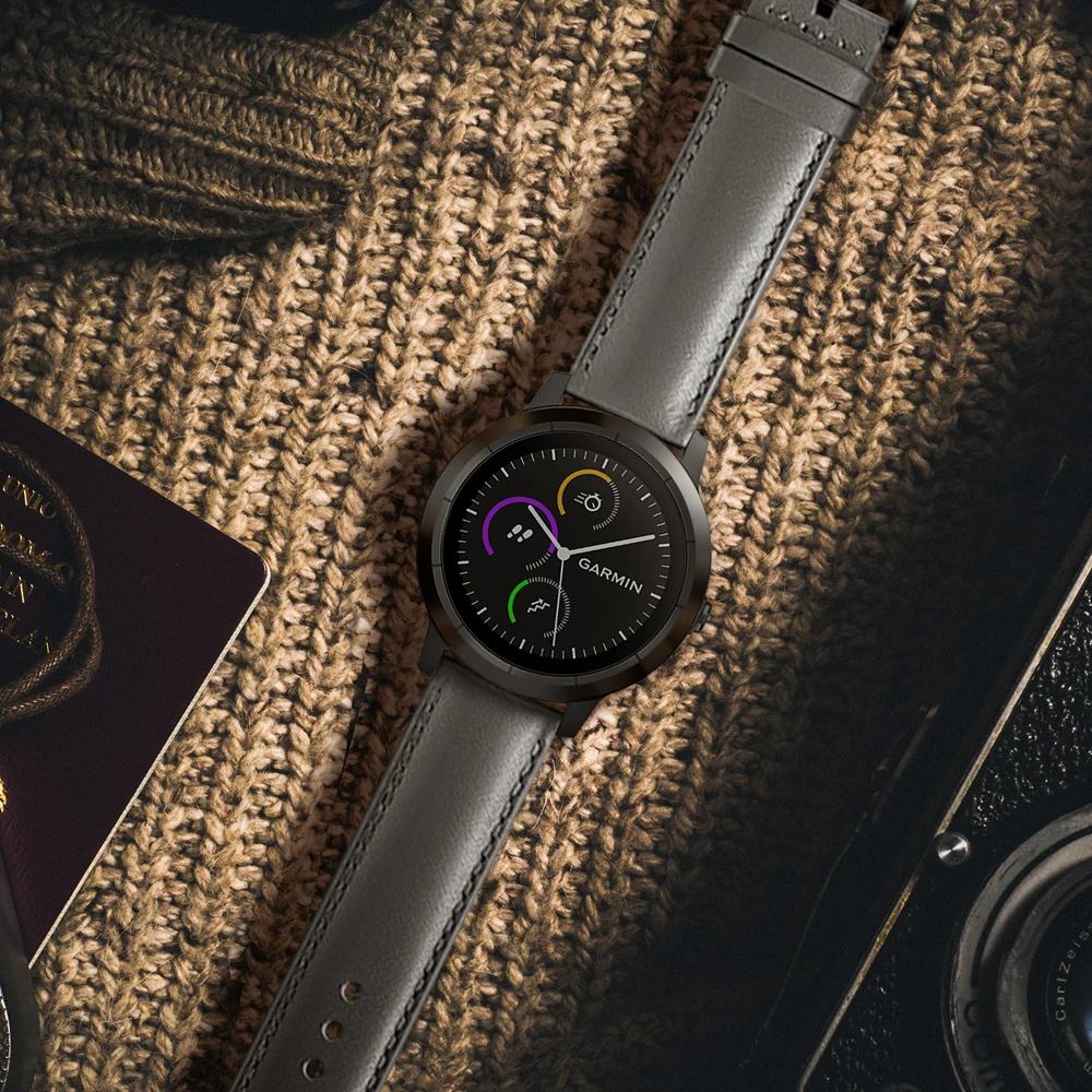UEBN 20 мм сменный кожаный ремешок для Garmin Vivoactive 3 HR Venu/Garmin Move/Forerunner 245 645 музыкальный ремешок Ремешки для наручных часов
