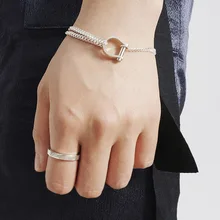 Нестареющий чудо-925 пробы серебряный браслет с вырезами и буквой D на цепочке, женское Ювелирное Украшение в стиле панк, готика, модное, в стиле бохо Ins 2515