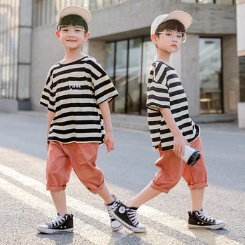 

New Summer Boys Clothing Sets Children Striped T-shirts & Pants Set Two Pieces Set Kids Baby Boys Sport Suit Clothes 6 8 10 Year