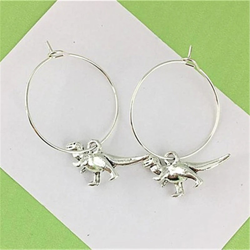 

Dinosaur Hoop Earrings 30mm Diameter, Velociraptor Jewelry, Cute Gift for Friend, Birthday Gift
