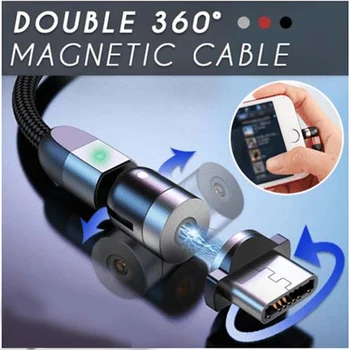 

Double 360degree Magnetic Cable Kit with Triangular Indicator 5A Fast Charge Data Cable H-best