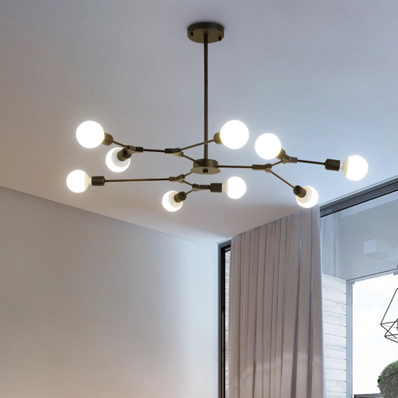 Modern Chandelier Magic Bean Molecular Light Gold Black Tree Nordic Kitchen Hair Salon Barber Shop Lighting |