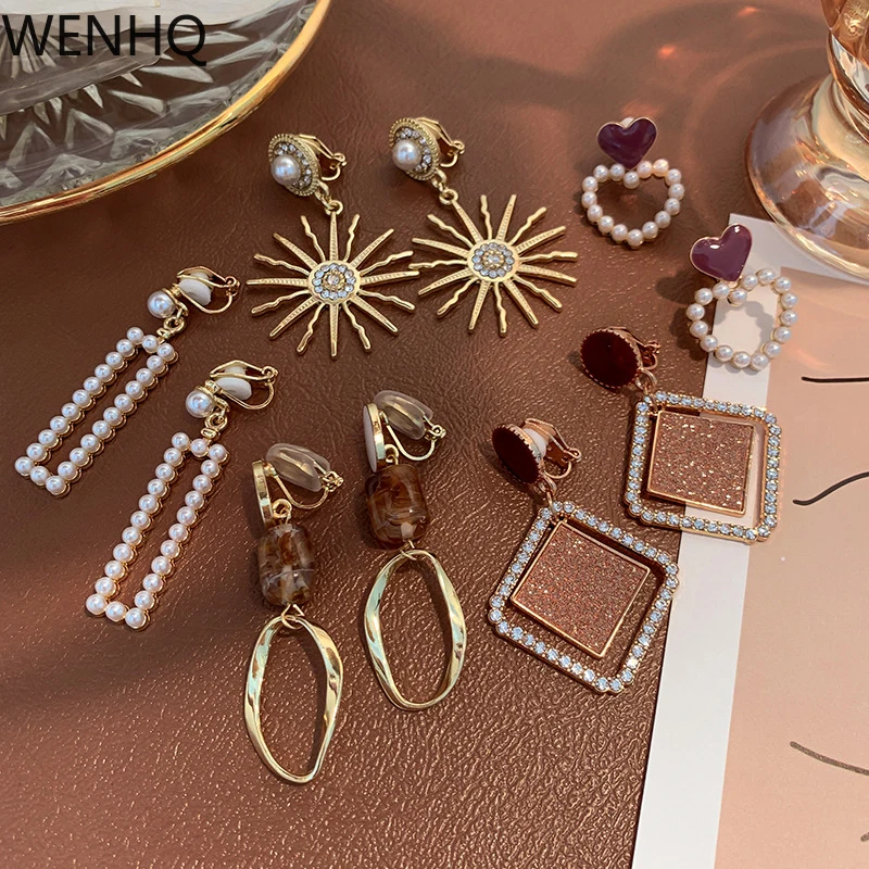 Korean Women's Clip on Earrings No Pierced Cuff Earrings Fashion Jewelry