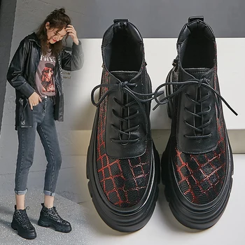 

INS hot women shoes Genuine Leather ankle boots 22-24.5cm Stone pattern embossed cowhide + sheepskin stitching boots women