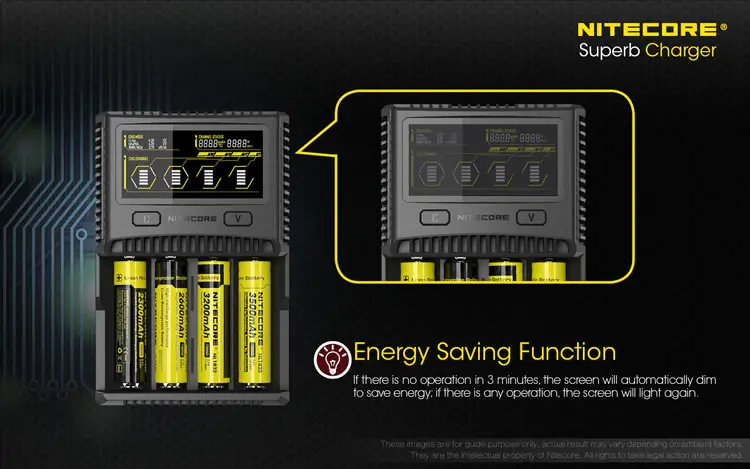 NITECORE SC4 интеллектуальная Быстрая зарядка превосходное ЖК-зарядное устройство 4 слота 6A выход совместимый литий-ионный аккумулятор 18650 14500 16340 AA