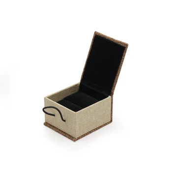 

New Environmental Protection Wooden Buckle Linen Ring Bracelet Pendant Long Chain Jewelry Box Imported Dimensional Color Paper