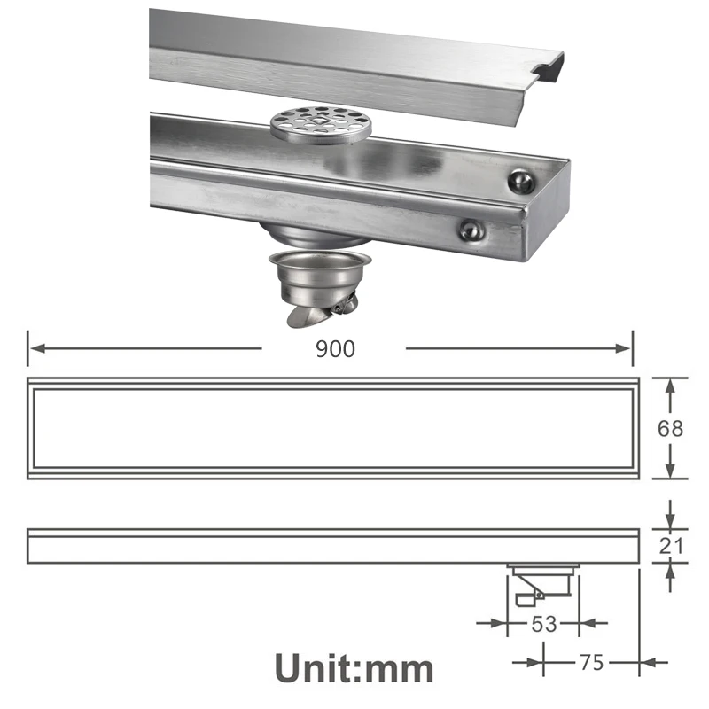 Side Drain - 90cm Не пропускающий запах линейный дренаж пола SUS304 60 см/80 см 100 см 120 см Ванная комната дезодорации боковой сводом и напольным трапом вставная плитка HIDEEP - Цвет: Side Drain - 90cm
