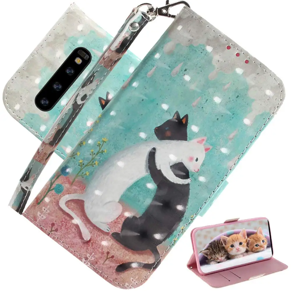 Two Cat 3D кошелек флип чехол для samsung Galaxy S10 S9 S8 Plus S10E чехол из искусственной кожи Kickstand чехол для samsung Galaxy Note 10 9 Plus - Цвет: Two Cat