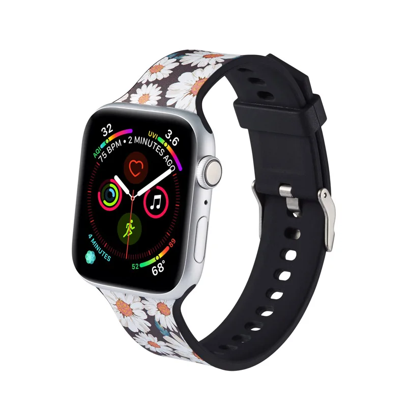 Спортивный мягкий силиконовый ремешок для Apple Watch 38 мм 42 мм 40 мм 44 мм браслет для iWatch серии 5 4 3 2 1 рисунок Фламинго ремешок