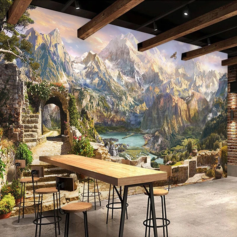 

Drop Shipping Custom 3D Photo Wallpaper European Style Landscape Oil Painting Wall Mural Background Wall Papers Home Decor