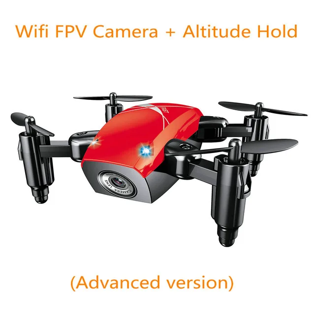 S9 мини Дрон с камерой складной высоты удерживающий вертолет WiFi FPV RC Квадрокоптер Микро Карманный игрушечный Дрон для детей Подарки - Цвет: 480P red