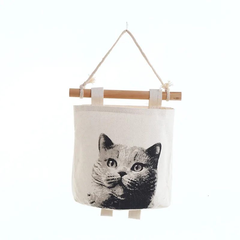 Новая висячая Сумка Kitty, сумка для хранения мусора, одиночный карман с животным узором, маленькая сумка для хранения за дверью