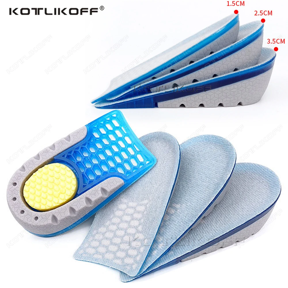 Invisible Height Increase Insole 1.5/2.5/3.5cm Men Women Silicone Gel Heel Pads Height Cushion Damping Relieve Heel Pain