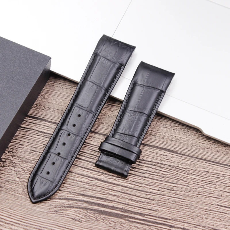 Ремешок для часов Tissot T035 Kutu ремешок для часов из натуральной кожи изогнутый конец 18 мм 22 мм 23 мм 24 мм Бабочка сталь бак - Цвет ремешка: Black black line