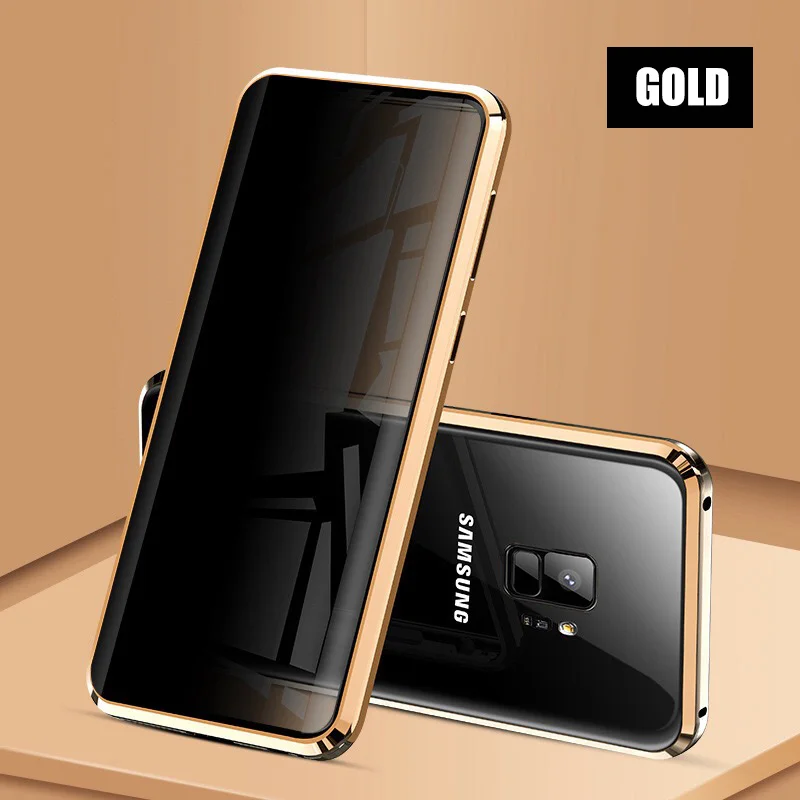 Конфиденциальность Анти-шпион Металл магнитное закаленное стекло чехол для телефона для samsung Galaxy S8 S9 S10 Plus Note 8 9 магнит 360 Защитный чехол