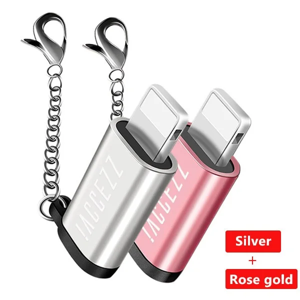 ACCEZZ Мини OTG 8 Pin для Micro USB Женский кабель адаптер для iPhone 5 5S 5C 6S SE 6 7 8 Plus X XS XR синхронизация данных разъем зарядного устройства - Цвет: Silver and Rose Gold